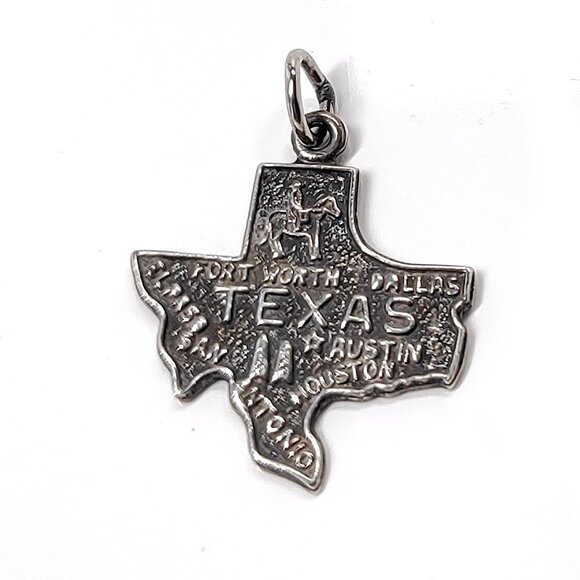 Vintage TEXAS Charm Set of 2 Sterling & Nickle Silver Travel Boot State 60s-70s - Picture 6 of 8